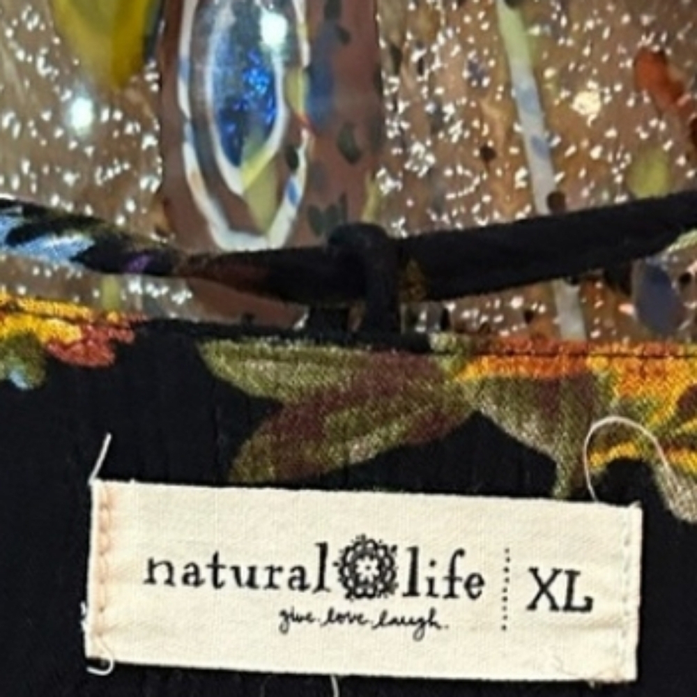 Natural Life Maxi Dress Rowan Side Slit Size XL V-Neck Rayon Textured Boho - Picture 8 of 10